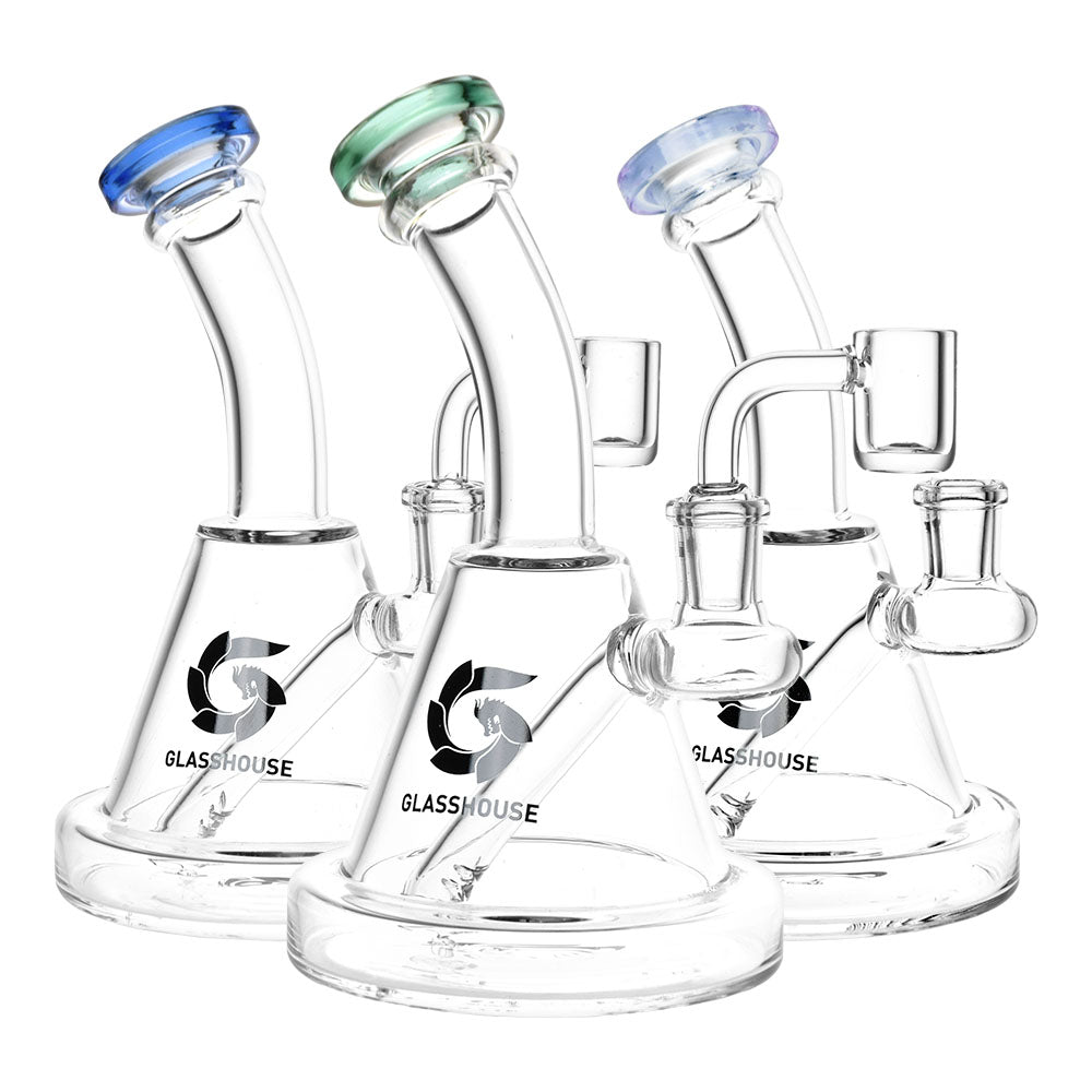 Glass House - Bent Neck Glass Dab Rig - 6.75" / 14mm F / Colors Vary