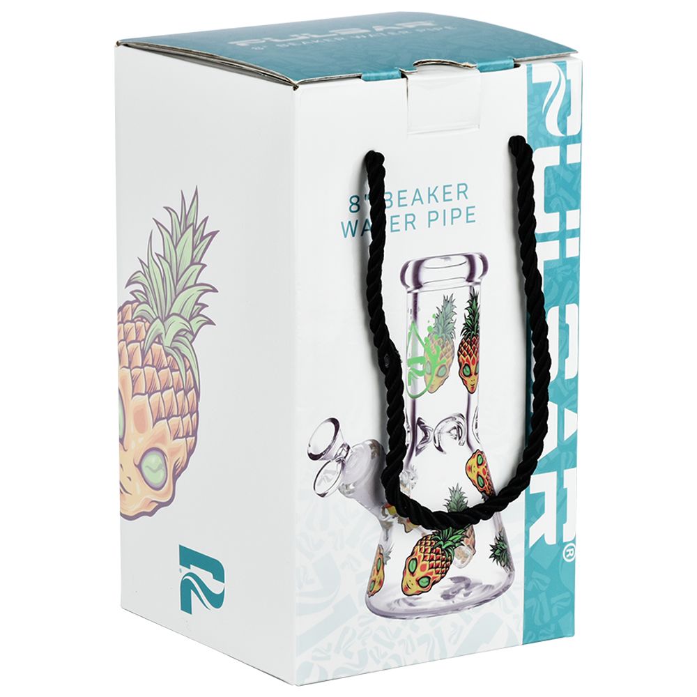 Pulsar ~ Pine alien Design Series Glass Beaker Water Pipe - 8"