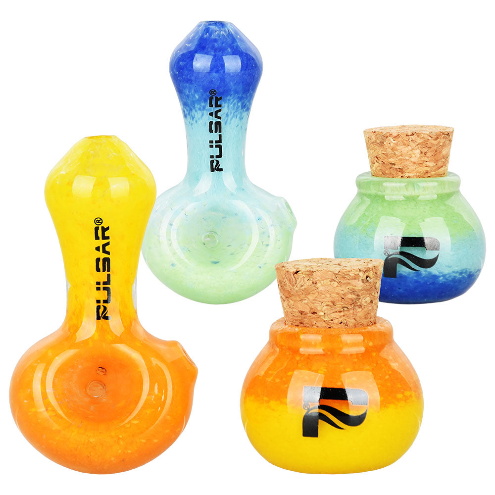 Pulsar ~ Puff & Stash Glass Spoon Pipe & Jar | 2.5"