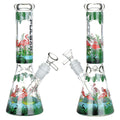 Pulsar ~ Chillin' Flamingos Glass Beaker Water Pipe | 14mm F