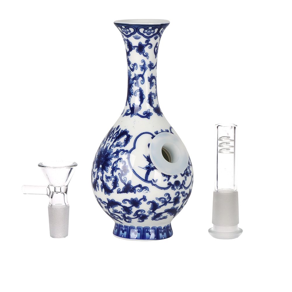 SeshGear - Chinese Vase Ceramic Water Pipe -  5.75" / 14mm F / Bubble Base