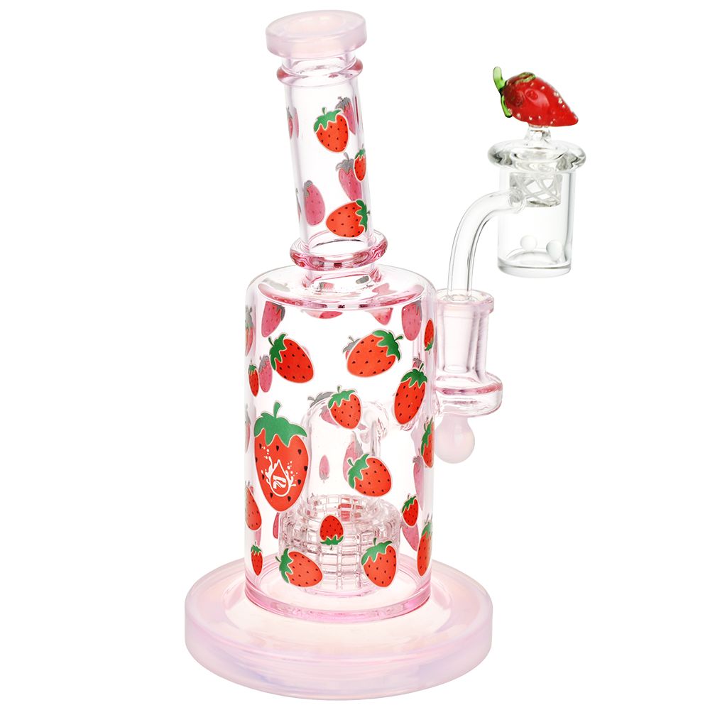 Pulsar ~ Strawberry Cough Glow In The Dark Dab Rig Kit - 8" / 14mm F