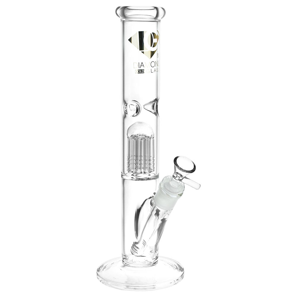 Diamond Glass - Gold Pearl 8-Arm Perc Water Pipe - 12" / 14mm F / Colors Vary