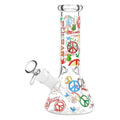 Pulsar ~ World Peace Beaker Glass Water Pipe - 7.75" / 14mm F