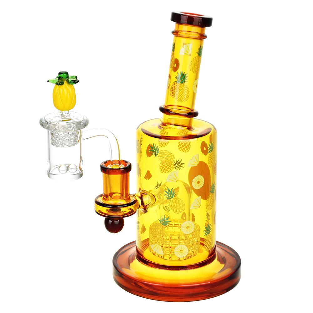 Pulsar ~ Fruit Series Pineapple Express Glow In The Dark Dab Rig Kit - 8" / 14mm F