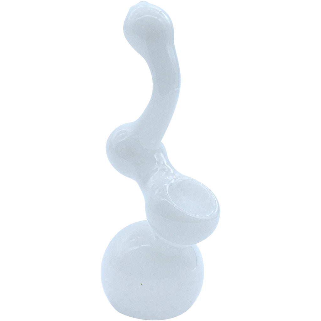 LA Pipes - Ivory Sherlock Glass Sherlock Bubbler Pipe 6"