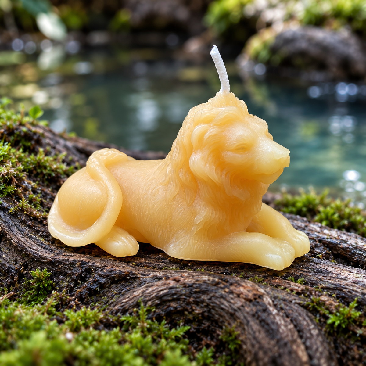 Lion Beeswax Candle
