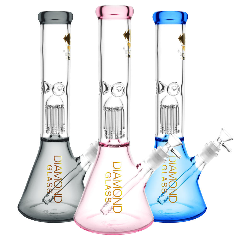 Diamond Glass - Mansion Water Pipe-14"/14mmF/Colors Vary
