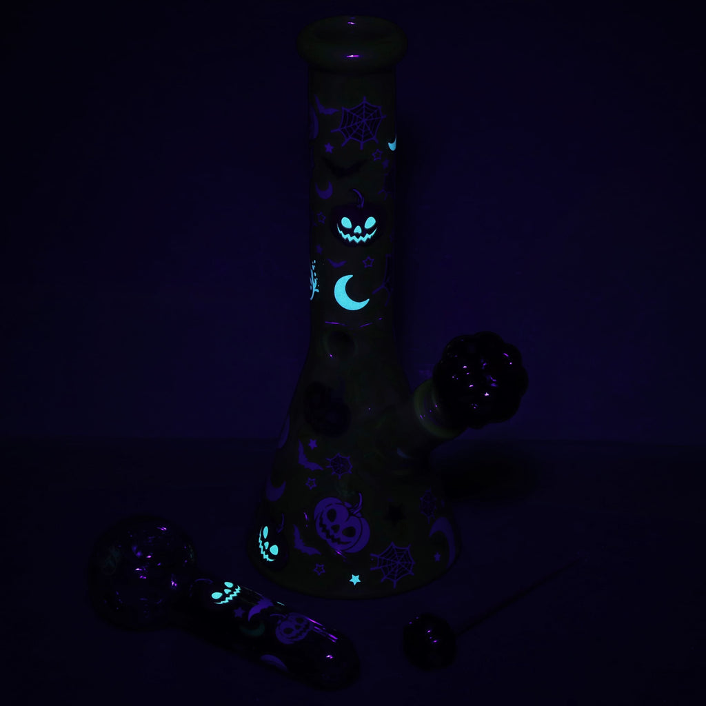 Pulsar ~ Halloween Party Herb Pipe Glow Duo- 10" / 14mm F