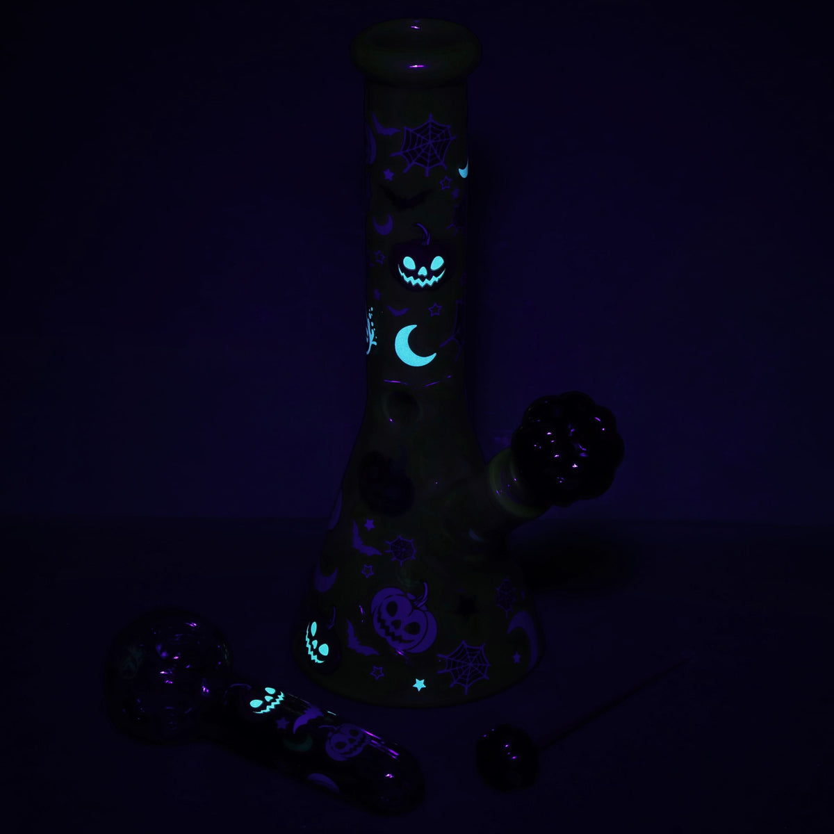 Pulsar ~ Halloween Party Herb Pipe Glow Duo- 10" / 14mm F