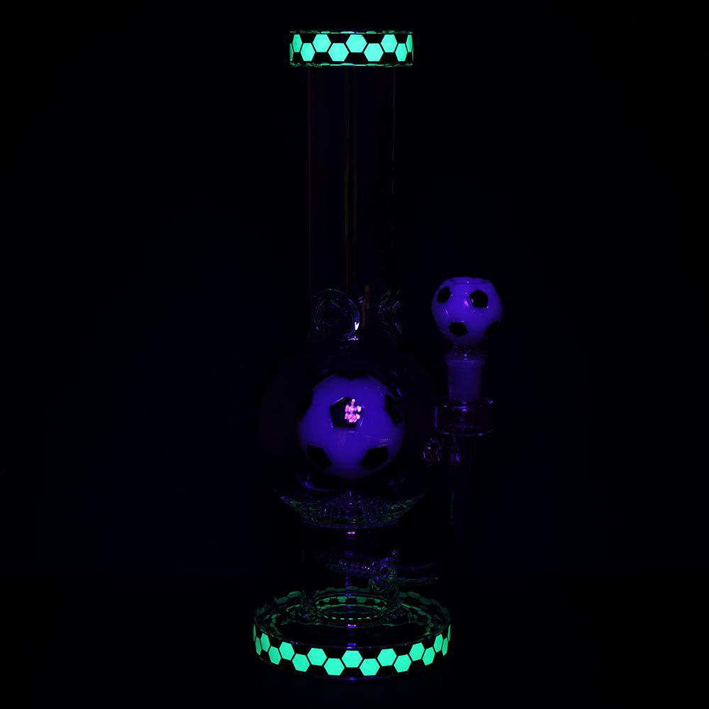 Pulsar ~ Soccer Celebration Bubble Base Glass Water Pipe - 12.6" / 14mm F