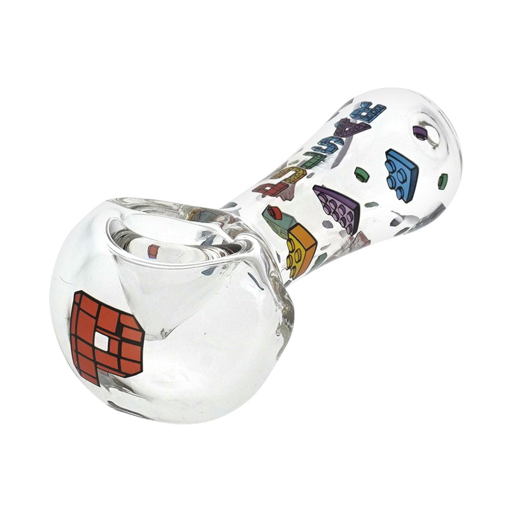 Pulsar ~ Building Blocks Glass Spoon Pipe - 4.5" 3ct
