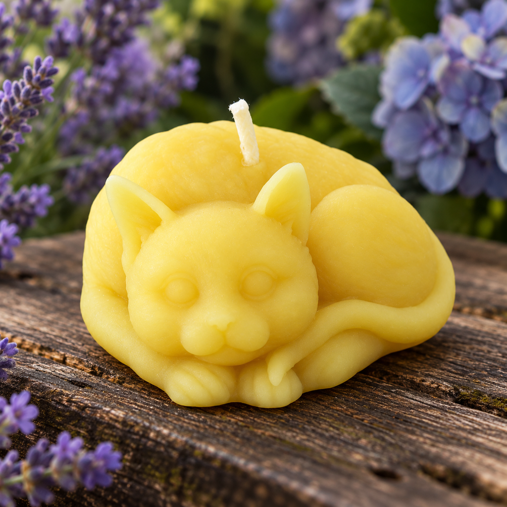 Sleepy Cat Beeswax Candle
