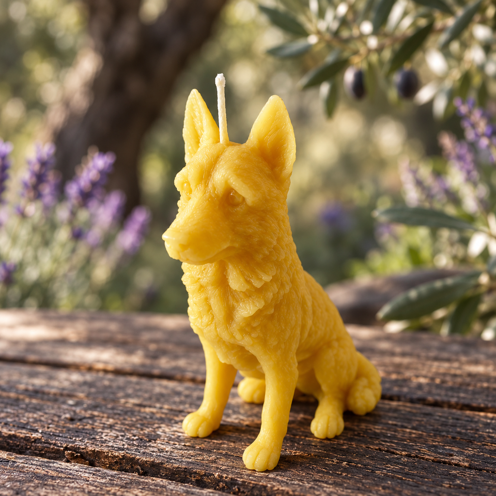 German Shepherd Puppy Beeswax Candle