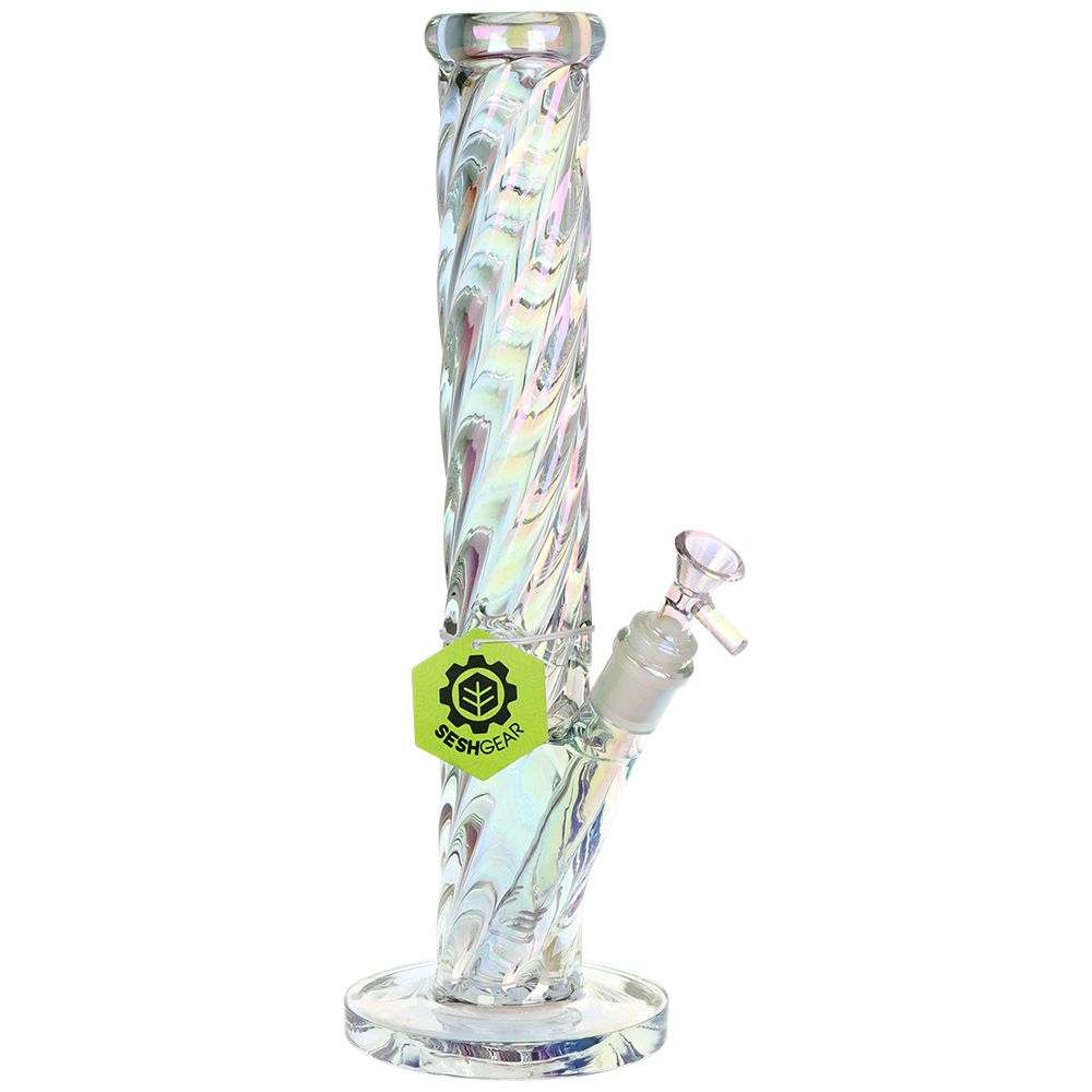 SeshGear ~ Twist Straight Tube Glass Water Pipe - 13.75" / 14mm F