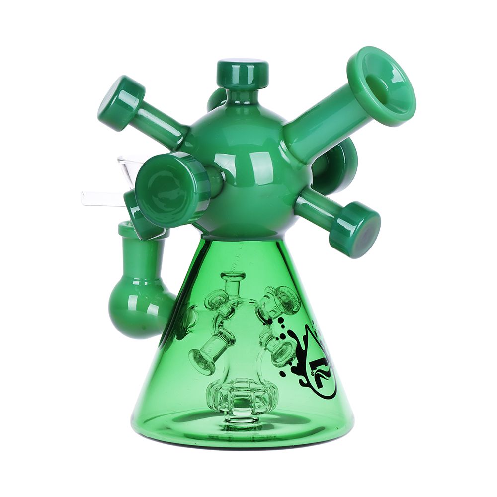 Pulsar ~ Molecule Glass Water Pipe - 7" / 14mm F / Colors Vary