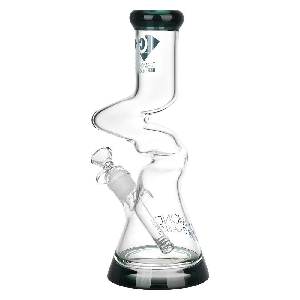 Diamond Glass - Gold Zong Beaker Water Pipe - 11" / 14mm F / Colors Vary