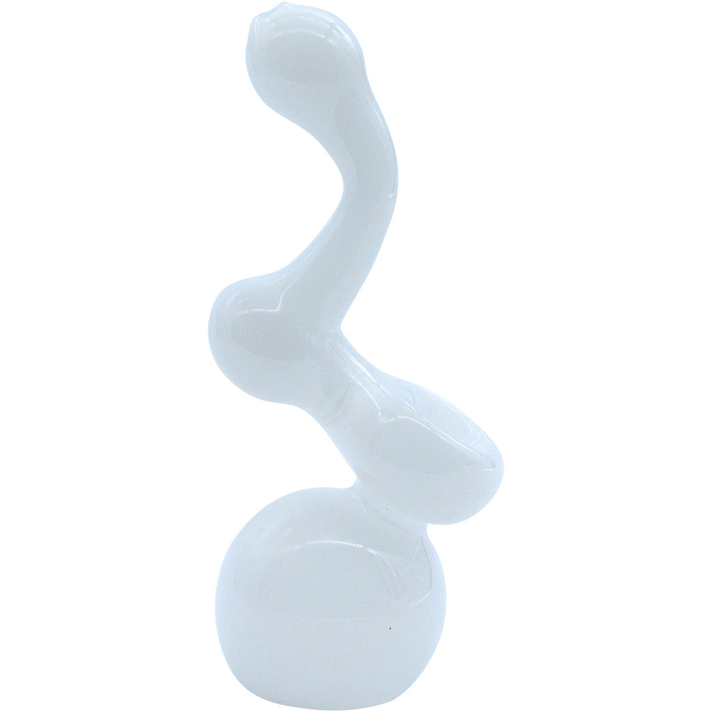 LA Pipes - Ivory Sherlock Glass Sherlock Bubbler Pipe 6"