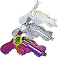 SeshGear - Snub Nose Revolver Glass Water Pipe - 7.5" / 14mm F / Clear, smoke, electroplated 3ct
