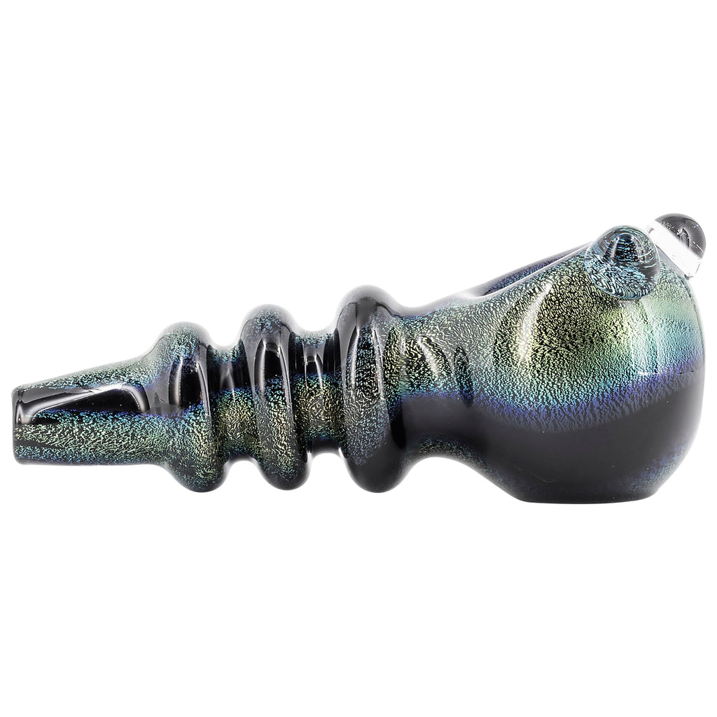LA Pipes - Solid Blue Dichro Maria Ringed Spoon Pipe