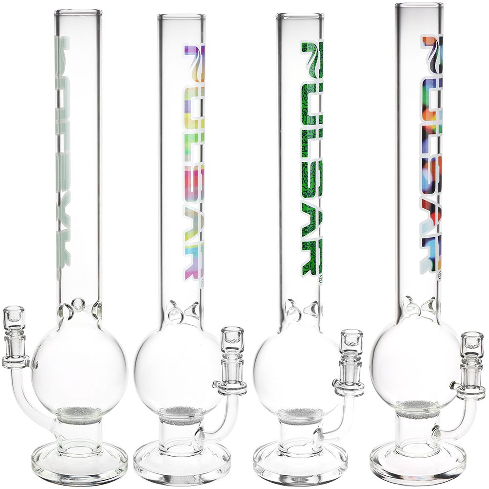 Pulsar ~ Round Ball Glass Water Pipe - 12" / 14mm F / Clear