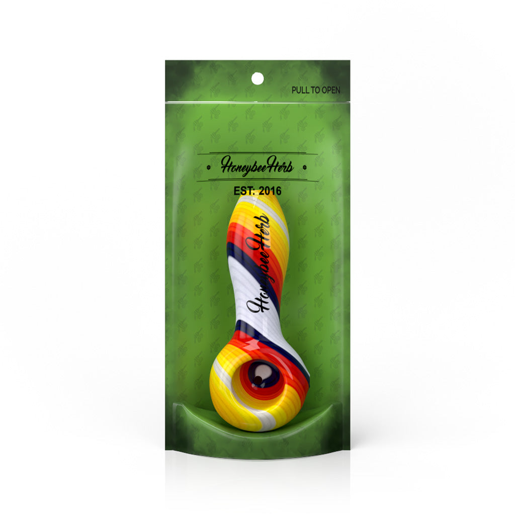 Honeybee Herb ~ Vibrant  Linework Twist Spoon Pipe