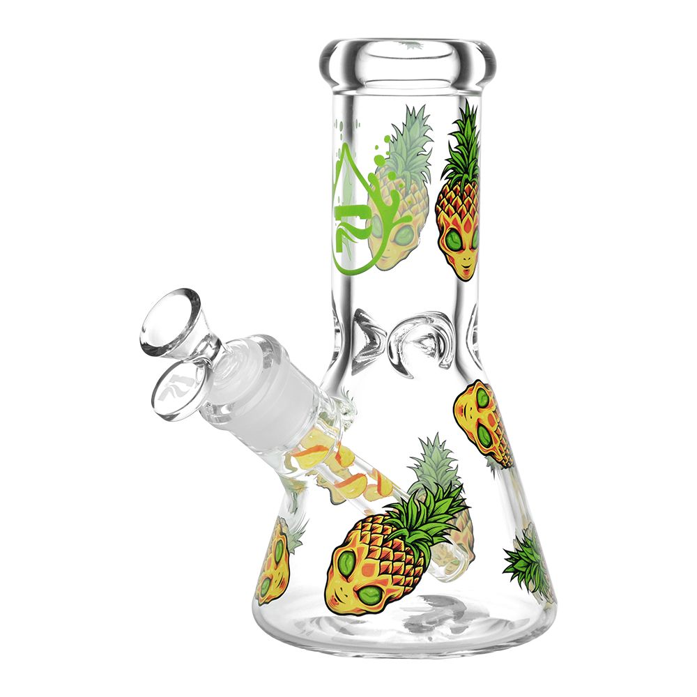 Pulsar ~ Pine alien Design Series Glass Beaker Water Pipe - 8"