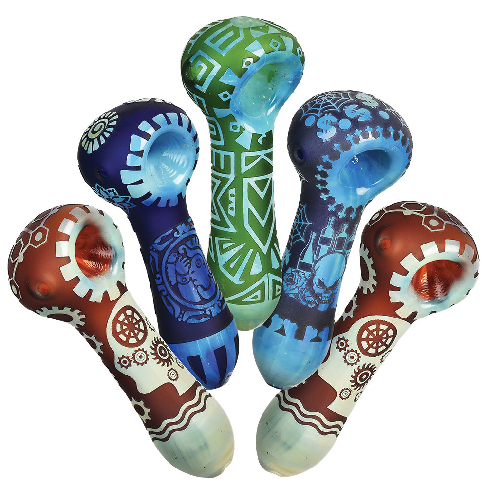 Geometric Culture Spoon Pipe - 4" / 5 Pack