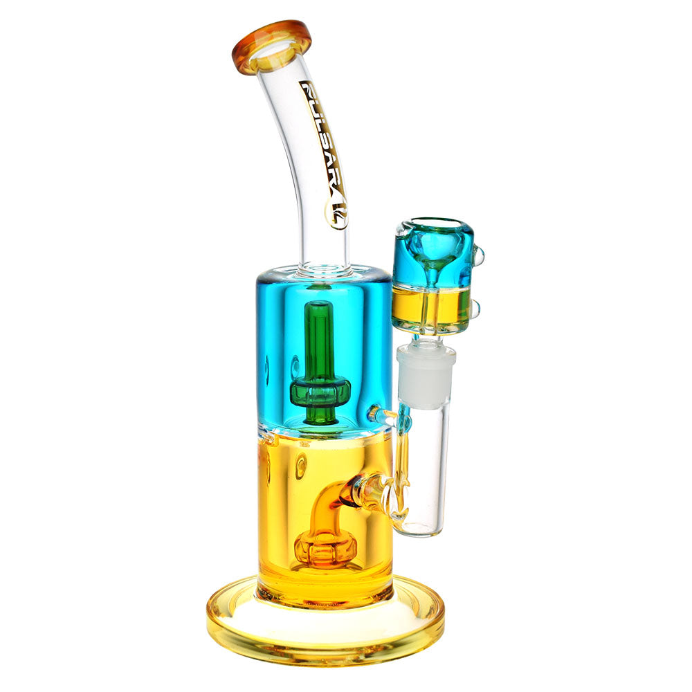 Pulsar ~ Bicolor Glycerin Chugger Water Pipe | 9.75" | 14mm F