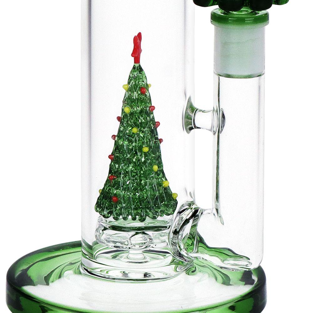 Pulsar ~ Christmas Tree Perc Glass Straight Tube Water Pipe - 13" / 14mm F