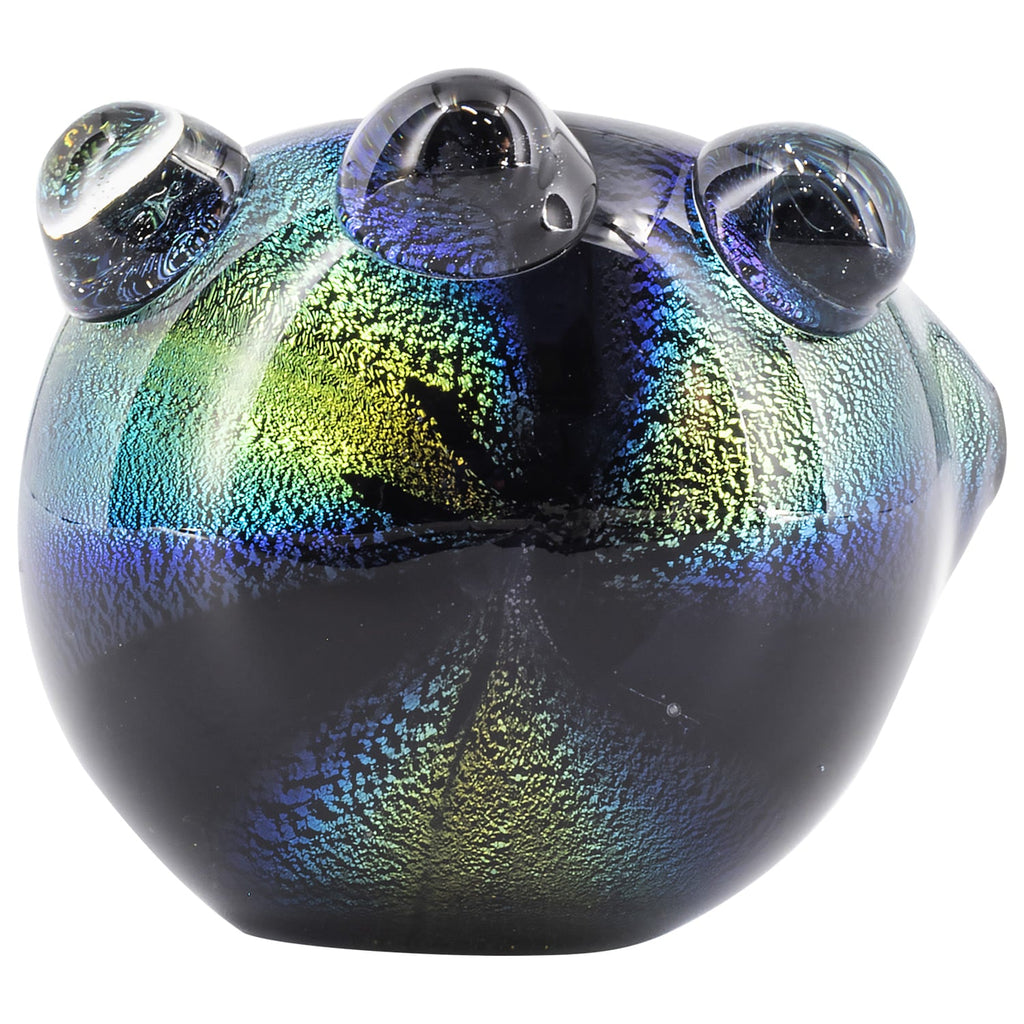 LA Pipes - Solid Blue Dichro Maria Ringed Spoon Pipe