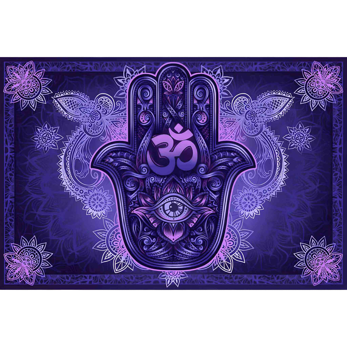 Monotone Hamsa Tapestry