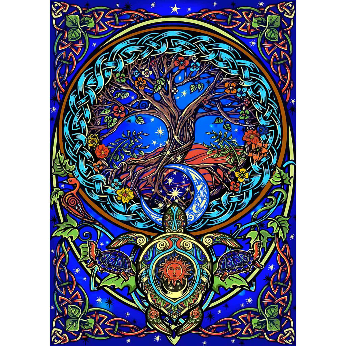 3-D Tree of Life Tortoise Tapestry