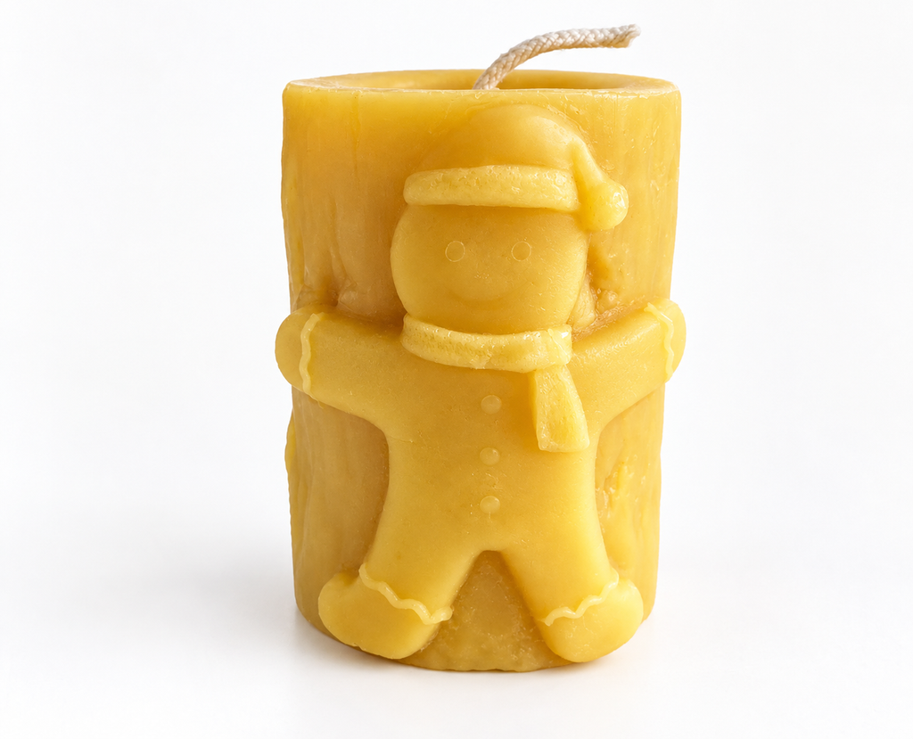 Christmas Beeswax Pillar Candles Santa Snowman Reindeer Gingerbread Holiday Gifts