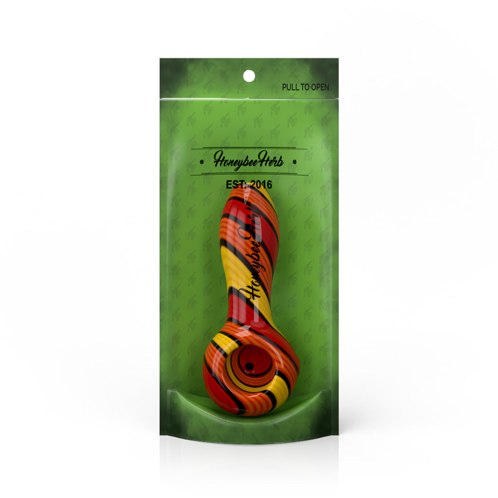 Honeybee Herb ~ Colorburst Linework Spoon Pipe