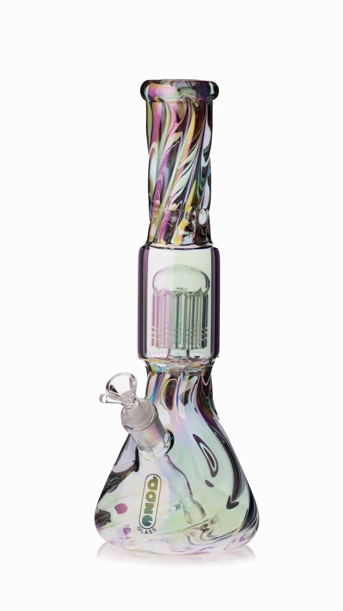 Daze Glass ~ 14 Inch Iridescent Spiral Arm Perc Glass Water Pipe