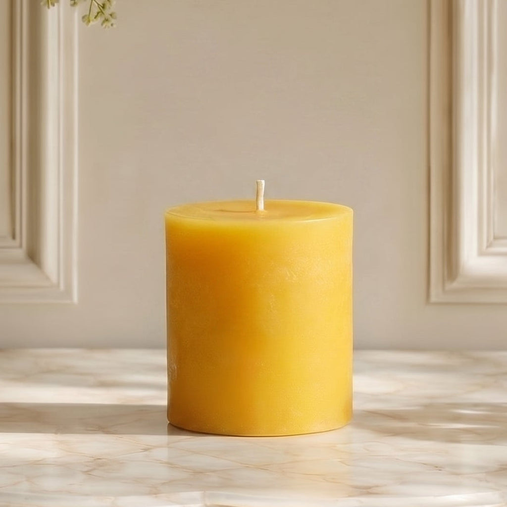 3x3 Inch Yellow Beeswax Pillar Candle