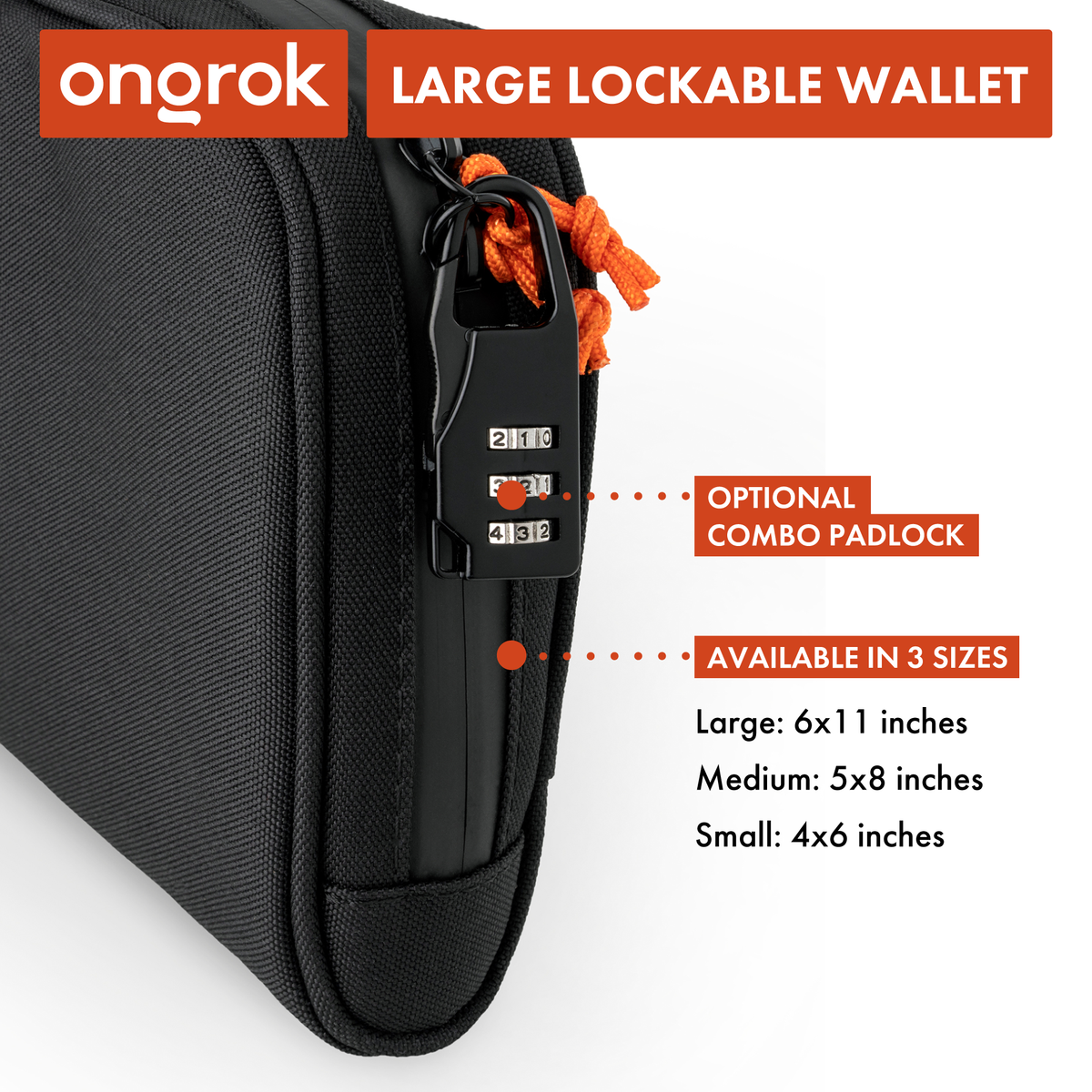 Ongrok - Carbon-lined Wallets with Combination Lock V 2.0 | 3" Sizes (Small, Medium, Large)