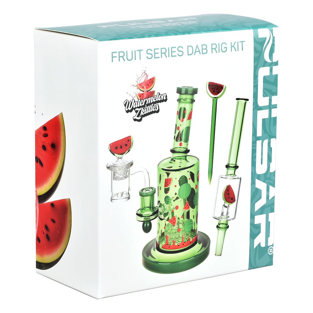 Pulsar ~ Watermelon Zkittles Glow In The Dark Dab Rig Kit - 8" / 14mm F