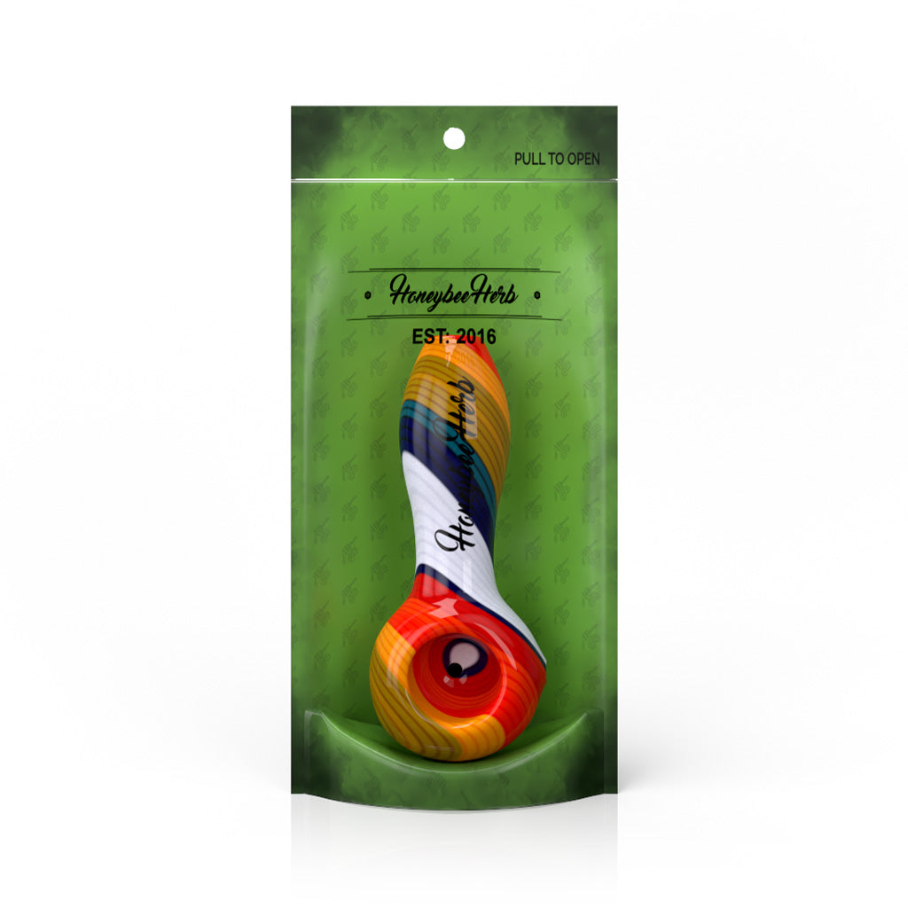 Honeybee Herb ~ Vibrant  Linework Twist Spoon Pipe