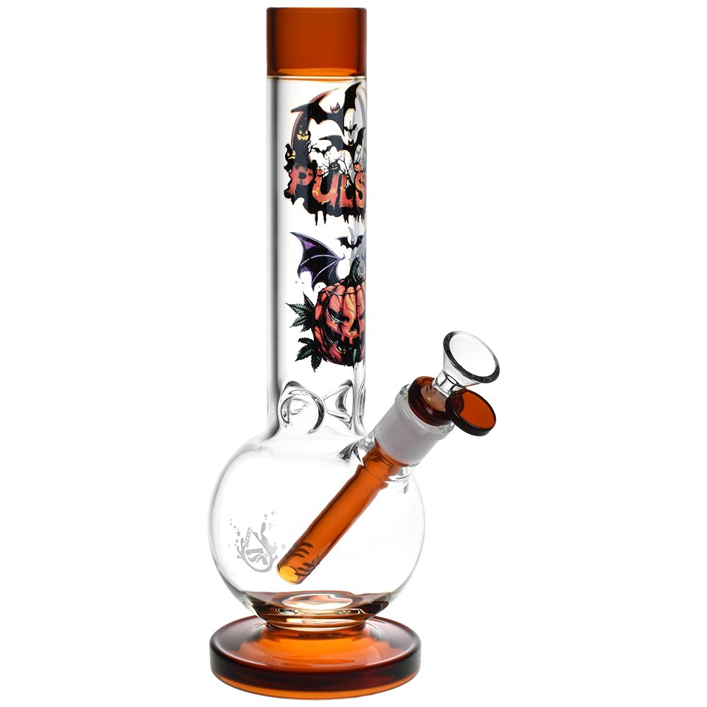 Pulsar ~ Halloween Round Ball Glass Water Pipe - 11.75" / 14mm F