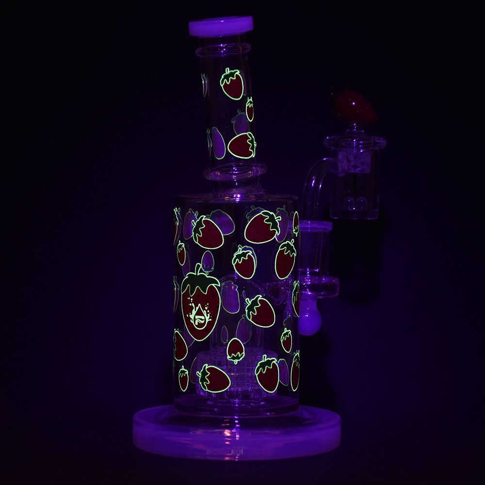 Pulsar ~ Strawberry Cough Glow In The Dark Dab Rig Kit - 8" / 14mm F