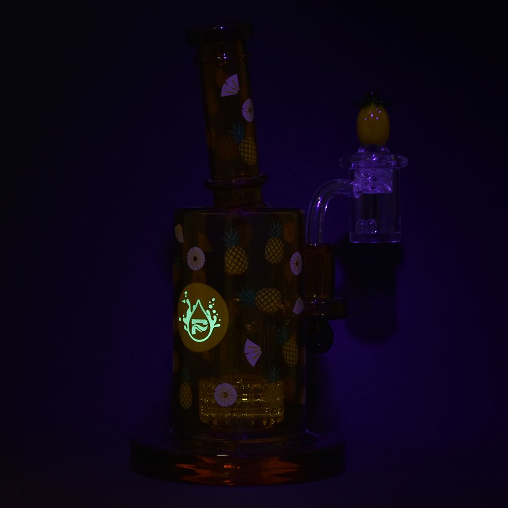Pulsar ~ Fruit Series Pineapple Express Glow In The Dark Dab Rig Kit - 8" / 14mm F