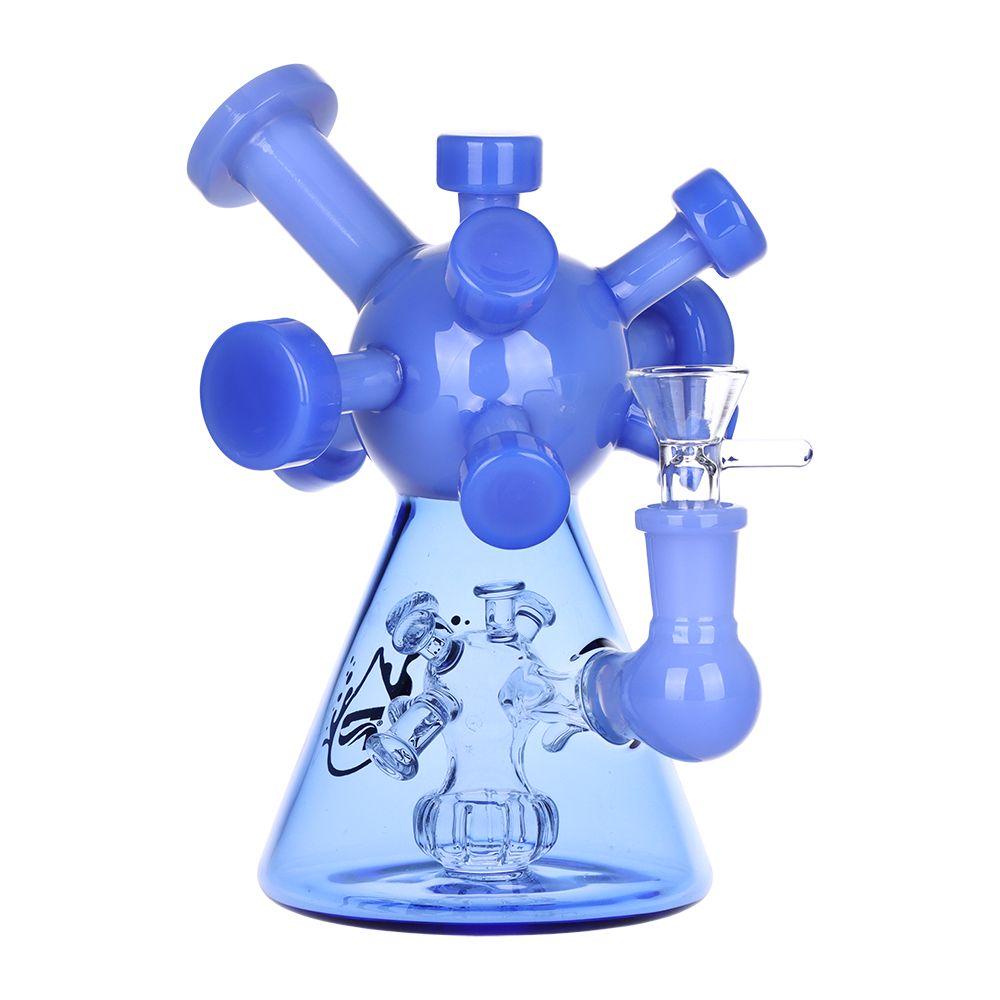 Pulsar ~ Molecule Glass Water Pipe - 7" / 14mm F / Colors Vary