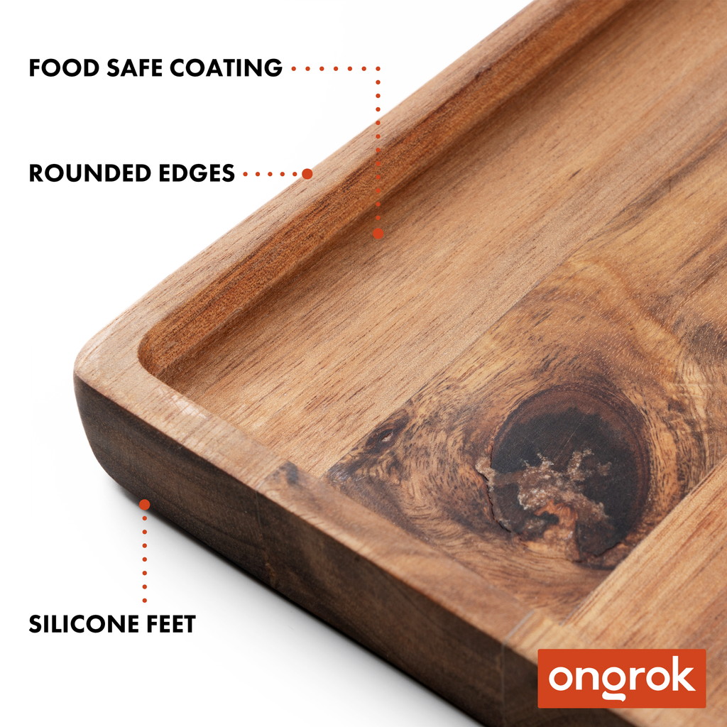 Ongrok - Premium Natural Acacia Wood Tray | 9.5" x 9.5"