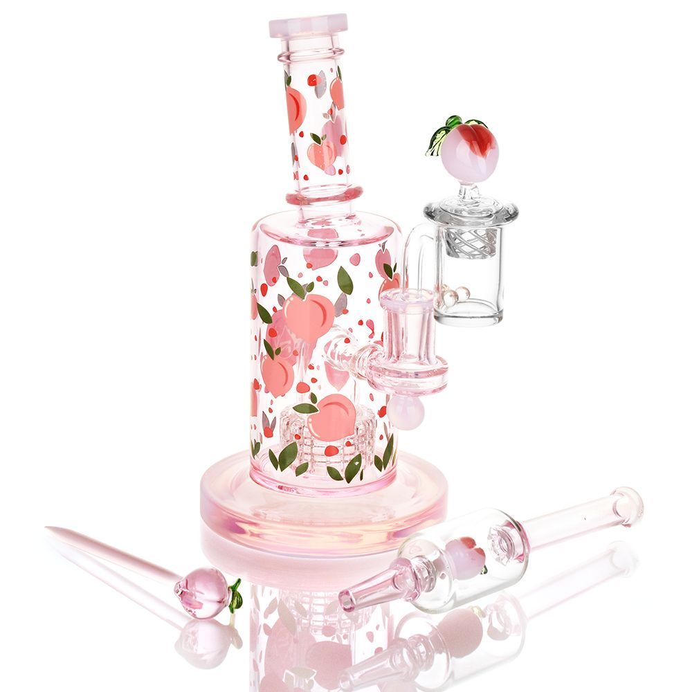 Pulsar ~ Fruit Series Peaches & Cream Glow in The Dark Dab Rig Kit - 8" / 14mm F