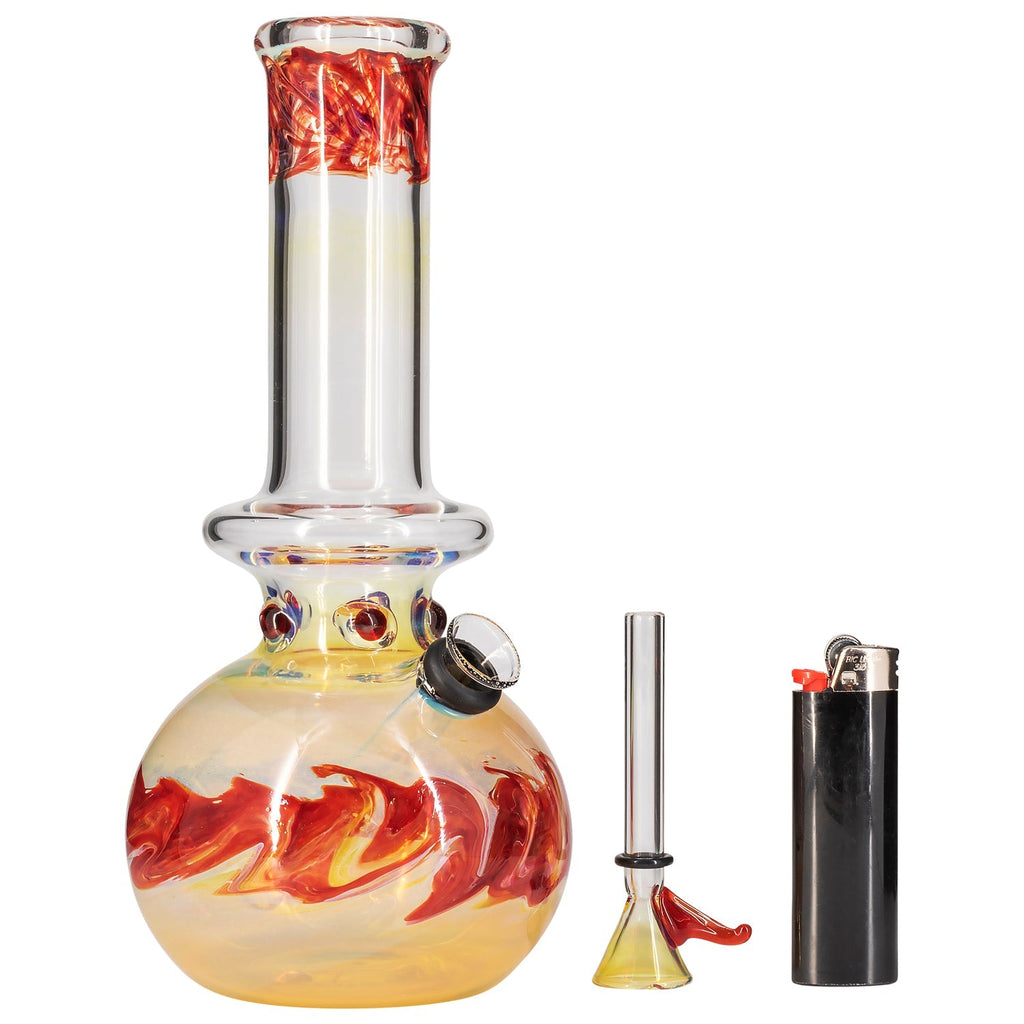 LA Pipes - Time Traveler Silver Fumed Pull-Stem Bubble Bong 8"
