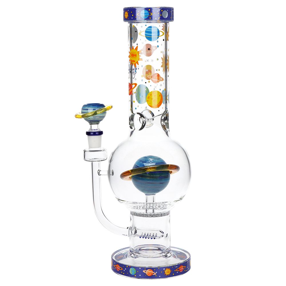 Pulsar ~ Rings of Saturn Bubble Base Glass Water Pipe - 12.75" / 14mm F