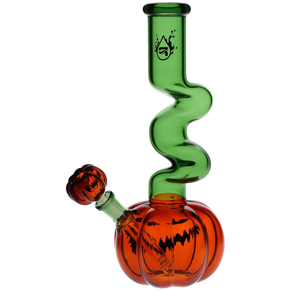 Pulsar ~ Twisty And Wicked Jack-O-Lantern Glass Water Pipe - 11" / 14mm F