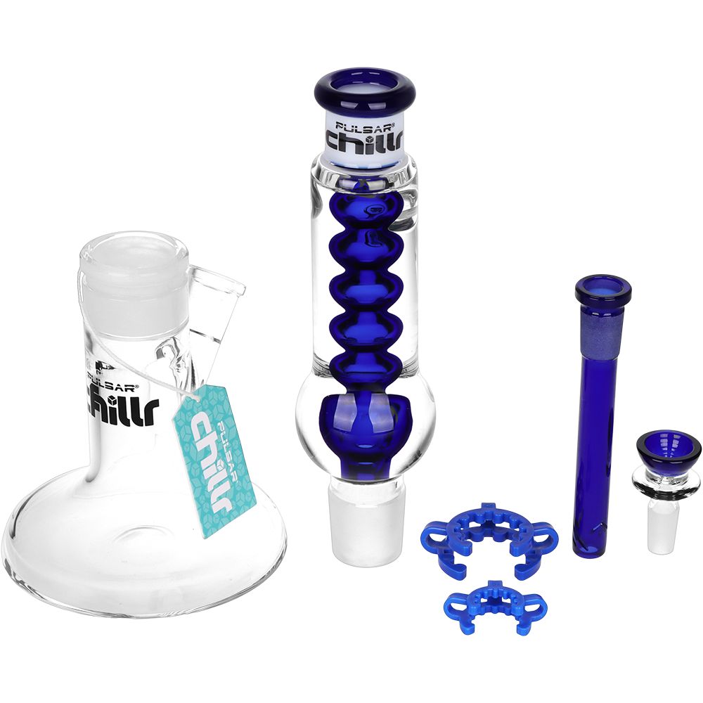 Pulsar ~ Chillr Glycerin Straight Tube Glass Water Pipe - 13" / 14mm F / Blue
